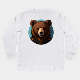 Grizzly Bear Portrait Kids Long Sleeve T-Shirt